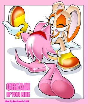 2girls amy_rose brown_eyes cream_the_rabbit loli multiple_girls nude panties pussy sonic_(series) underwear
