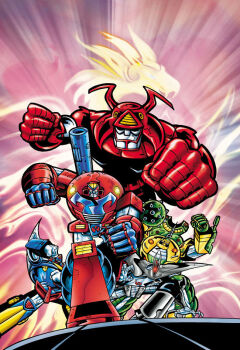 1970s_(style) 1980s_(style) aquarius_(karmatron) arm_cannon armor backpack bag bags_under_eyes claws clenched_hands drill emblem energy energy_cannon energy_gun fantasy fighting_stance glowing glowing_eyes group_picture helmet japanese_armor kabuto_(helmet) karmatron karmatron_y_los_transformables kukulcan looking_at_viewer mace mecha monoeye no_humans official_art oldschool oscar_gonzalez_loyo promotional_art quetzalcoatl_(mythology) redesign retro_artstyle robot running samurai science_fiction serpent shoulder_cannon size_difference spiked_mace spikes spirit stelaris super_robot titan_(karmatron) unicorn_(karmatron) weapon zuyua