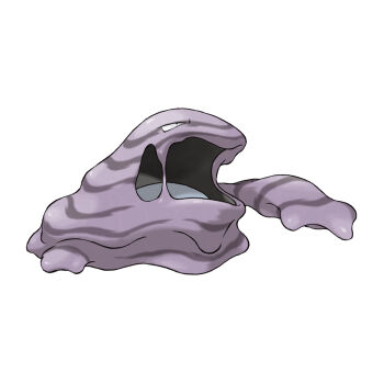 blob full_body gen_1_pokemon muk nintendo no_humans official_art open_mouth outstretched_arm pokemon pokemon_(creature) pokemon_focus pokemon_frlg simple_background solo sugimori_ken third-party_source tongue white_background