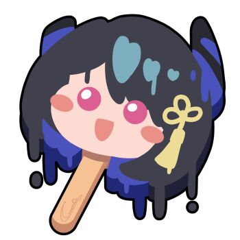 Rule 34 | artist name, commentary, cressentiaqin, english commentary, food, food focus, foodification, highres, hololive, hololive english, ice cream, melting popsicle, nerissa ravencroft, no humans, popsicle, simple background, virtual youtuber, white background