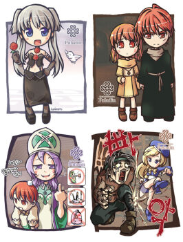 ! !! 3boys 3girls anime_coloring archived_source arrow_(projectile) artist_name attack backpack bad_link bag bare_shoulders beret bird black_leggings black_shoes black_skirt black_vest blonde_hair blouse blue_hat blue_shirt blue_shorts blue_skirt blue_sleeves border bow bracelet braid braided_sidelocks breasts brown_border brown_gloves brown_pantyhose brown_shoes brown_sleeves capelet character_puppet contrast_collar cropped_shirt cross-laced_clothes cross-laced_gloves cross-laced_skirt cross-laced_top cutting_board deformed dot_nose dove dress elbow_gloves english_text esras expressionless eyes_visible_through_hair facial_scar floral_print floral_print_skirt flower flower_collar frilled_skirt frills frown full_body furrowed_brow game_screenshot_background gloves green_dress green_hairband green_hat green_pants green_robe green_sleeves grey_border grey_hair hair_behind_ear hair_between_eyes hair_tie hairband hand_on_own_hip hat holding holding_flower holding_hands holding_puppet jewelry kicking knife korean_commentary leggings legs_apart len_(a-7) logo long_dress long_hair long_skirt long_sleeves looking_at_viewer looking_to_the_side low-tied_medium_hair mabinogi medium_breasts medium_hair middle_finger midriff mitre motion_lines multiple_boys multiple_girls nao_(mabinogi) navel necklace no_nose o_mark open_mouth orange_dress orange_eyes orange_hair pants pantyhose patchwork_clothes pendant pigeon-toed pink_bag platform_shoes player_character_(mabinogi) price_(mabinogi) priestess print_skirt puff_of_air purple_eyes purple_hair rectangular_mouth red_flower red_rose rian robe rose rose_print ruairi scar scar_on_cheek scar_on_face scarf screenshot_background shirt shirt_bow shoe_soles shoes shorts skirt split_mouth standing stole strapless sunken_cheeks suspender_skirt suspenders target tears teeth thick_eyebrows tongue translation_request triona turtleneck turtleneck_shirt twintails two-tone_dress two-tone_hat two-tone_sleeves undershirt v-shaped_eyebrows vest white_bird white_dress white_hat white_shirt white_sleeves white_wings wide_sleeves wings x_(symbol) x_mark yellow_bow yellow_capelet yellow_dress yellow_scarf yellow_sleeves