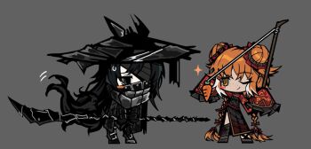 1boy 1girl animal_ears blush_stickers braid carrot_on_stick closed_mouth commentary dated_commentary freckles frilled_sleeves frills full_body green_eyes heishou_pack-wu_branch_(identity)_(project_moon) holding holding_polearm holding_weapon hongyuan_(identity)_(project_moon) hooves horse_boy horse_ears horse_tail ishmael_(project_moon) limbus_company long_hair low_twin_braids mask official_art orange_hair polearm project_moon red_shrug shrug_(clothing) single_blush_sticker smile sparkle tail tail_wagging twin_braids very_long_hair weapon yi_sang_(project_moon)