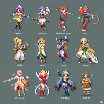 Rule 34 | 6+girls, angela (seiken densetsu 3), animal, animal on shoulder, animated, arms behind head, bird, bird on shoulder, blonde hair, bow (weapon), breath of fire, breath of fire iii, chichae (monster hunter), chrono trigger, dark chronicle, dewprism, eiyuu densetsu, estellise sidos heurassein, gloves, greatsword, gwendolyn (odin sphere), hat, kloe rinz, looping animation, mario (series), monica (dark chronicle), monster hunter (series), monster hunter rise, multiple girls, nina (breath of fire iii), odin sphere, pixel art, princess peach, princess peach: showtime!, seiken densetsu, seiken densetsu 3, shield, shirosu, sieg (eiyuu densetsu), sora no kiseki, standing, sword, swordfighter peach, tagme, tales of (series), tales of vesperia, the legend of zelda, the legend of zelda: tears of the kingdom, video, weapon, wings, yggdra union, yggdra yuril artwaltz