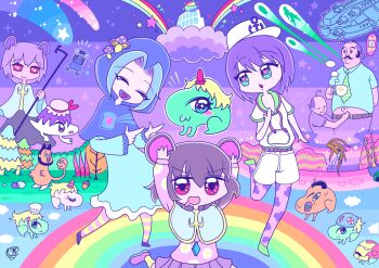 5boys 6+girls :3 acorn alice_margatroid alternate_costume anchor_symbol animal_ears animal_print antennae arms_up bald beard belt black_hair blue_capelet blue_dress blue_eyes blue_hair blue_shirt bread bread_slice brown_belt capelet closed_mouth cloud collared_shirt comet commentary_request cookie_(touhou) cow_print creature crying dark_souls_(series) dark_souls_i dorasiro_(cookie) dress facial_hair fat fat_man finger_gun flour_(cookie) food full_body grass green_eyes green_footwear green_neckwear grey_hair grey_skirt hair_between_eyes hakurei_reimu hat heart heart-shaped_pupils heart_in_mouth highres hisaka_(cookie) hood hoodie humanity_(dark_souls) ichigo_(cookie) iron_man kumoi_ichirin looking_at_viewer manatsu_no_yo_no_inmu marvel milk_(cookie) mouse_ears multiple_boys multiple_girls murasa_minamitsu mushroom_on_head navel nazrin necktie niconico nyon_(cookie) office open_mouth outie_navel pantyhose pink_belt pink_legwear pink_shirt planet pleated_skirt purple_skirt rainbow rainbow_gradient red_eyes remilia_scarlet sailor_hat shirt shoes shooting_star short_hair shorts skirt smile socks star_(symbol) streaming_tears striped_clothes striped_legwear striped_neckwear striped_pantyhose symbol-shaped_pupils takeda_shingen_(inmu) tanioka_(inmu) tears toast touhou tree tsuno_(nicoseiga11206720) what white_hoodie white_shorts yamasaka_aimi yellow_legwear yellow_neckwear yume_kawaii