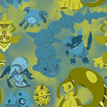 Rule 34 | absurdres, aegislash, antennae, aron, artist name, claws, commentary, durant, english commentary, ferroseed, gen 1 pokemon, gen 2 pokemon, gen 3 pokemon, gen 4 pokemon, gen 5 pokemon, gen 6 pokemon, gen 8 pokemon, highres, holding, holding shield, horns, limited palette, magnemite, magnet, mandibles, mawile, nintendo, one-eyed, perrserker, pokemon, pokemon (creature), pokemon focus, screw, sharp teeth, shield, shieldon, slapjak, smile, steelix, teeth