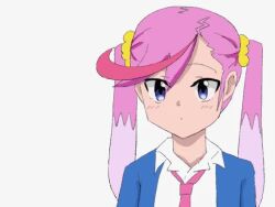1girl animated blue_eyes digimon digimon_universe:_appli_monsters female_focus karan_eri long_hair necktie pink_hair solo twintails video