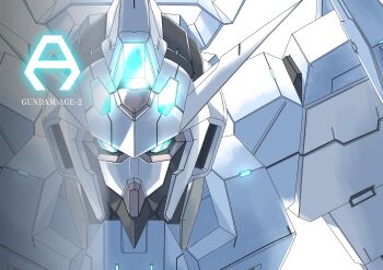 absurdres aqua_eyes character_name close-up gundam gundam_age gundam_age-2 highres mecha mecha_focus mobile_suit papa-kun_(destiny549-2) robot science_fiction simple_background solo v-fin white_background