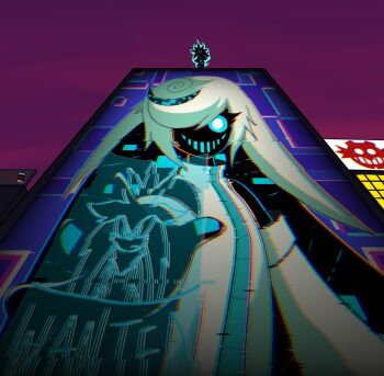 1boy 1girl aged_up alternate_design digital_dissolve dress furry furry_male glitch hair_over_one_eye hedgehog_boy highres light_persona long_hair looking_at_viewer metaerizo multicolored_hair neo_sage_(sonic) one_eye_covered sage_(sonic) silver_the_hedgehog smile sonic_(series) telekinesis very_long_hair white_dress white_hair