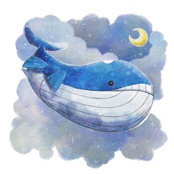 animal_focus cloud crescent_moon flying fukyo gen_3_pokemon highres moon nintendo no_humans open_mouth pokemon pokemon_(creature) pokemon_focus sky teeth wailord whale