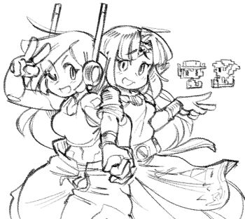 crossover curly_brace doukutsu_monogatari female_focus humanoid_robot link monochrome nintendo princess_zelda quote_(cave_story) robot robot_girl source_request sprite the_legend_of_zelda wamudraws year_request zelda_(a_link_between_worlds)