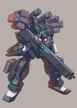 Rule 34 | absurdres, advance of zeta, beam cannon, beam rifle, color variation, commentary request, energy gun, grey background, gundam, gundam tr-1 hazel, gundam tr-1 hazel owsla, highres, hizumi ms, mecha, mecha focus, missile, missile pod, mobile suit, no humans, redesign, robot, science fiction, titans (gundam), weapon