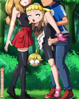 2boys 2girls :p age_difference ahegao ankle_boots ash_ketchum bike_shorts black_shirt black_thighhighs blonde_hair blue_eyes bonnie_(pokemon) boots breasts brown_hair censored clemont_(pokemon) clothed_sex clothes_lift cum cum_in_pussy cum_overflow day eavesdropping eyes_out_of_frame facing_viewer female_collaborator fingerless_gloves from_side full_body gloves hair_ornament hand_on_another&#039;s_head head_out_of_frame hetero highres large_penis leg_grab leg_lift licking_lips loli long_hair medium_breasts mosaic_censoring multiple_boys multiple_girls nature nintendo no_panties one_leg_raised open_mouth outdoors patreon_logo patreon_username penis pleated_skirt pokemon pokemon_(anime) pokemon_xy_(anime) rape red_skirt reit restrained rolling_eyes round_eyewear saliva serena_(pokemon) sex sex_from_behind shirt shoes short_hair shorts side_ponytail skindentation skirt skirt_lift sleeveless sleeveless_shirt small_breasts solo_focus source_request standing standing_on_one_leg standing_sex tears teeth thigh_grab thighhighs tongue tongue_out torn_bike_shorts torn_clothes torn_shorts uneven_eyes upper_teeth_only vaginal veins veiny_penis voyeurism white_skirt zettai_ryouiki