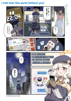 Rule 34 | 1girl, aoba (blue archive), armband, bag, blonde hair, blue archive, blue hat, bow, bow camisole, bowtie, camisole, cellphone, commentary request, fluffy hair, gloves, halo, hat, highres, long hair, long sleeves, low twintails, official art, open mouth, orange halo, phone, plastic bag, red eyes, sergei (pattundo), smartphone, translation request, twintails, yellow armband, yellow bow, yellow bowtie, yellow halo