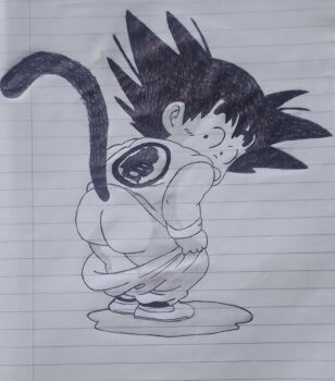 1boy ass dragon_ball dragon_ball_(classic) highres male_focus mooning shota solo son_goku tagme