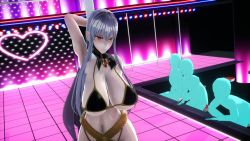 1girl 20s 3d animated audible_music barefoot bikini bouncing bouncing_breasts breasts dancing feet highres holding holding_pole indoors kinghagetalos_(kinhage) large_breasts long_hair looking_at_viewer mikumikudance_(medium) multiple_others multiple_views music music_video narrow_waist nightclub on_stage pole pole_dancing red_eyes sega selvaria_bles senjou_no_valkyria senjou_no_valkyria_(series) senjou_no_valkyria_1 silhouette silver_hair solo_focus sound stage swaying swimsuit thick_thighs thighs video
