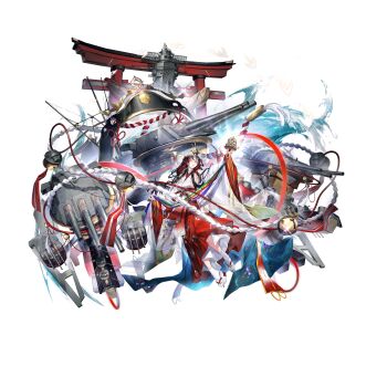 Rule 34 | 1girl, absurdres, artist request, gohei, hakama, hakama skirt, haraegushi, highres, japanese clothes, kimono, miko, musashi (warship girls r), official art, oonusa, red hakama, ribbon-trimmed sleeves, ribbon trim, rigging, shrine, skirt, solo, transparent background, type 96 aa gun, warship girls r, white kimono, wide sleeves