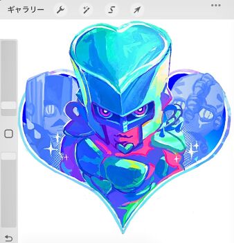 3others armor blue_armor blue_helmet chibi chibi_only colored_skin compound_eyes crazy_diamond diamond_wa_kudakenai echoes_(stand) echoes_act3 heart helmet jojo_no_kimyou_na_bouken multiple_others no_humans pink_eyes pink_skin sparkle stand_(jojo) the_hand_(stand) user_interface uu0000322 white_background