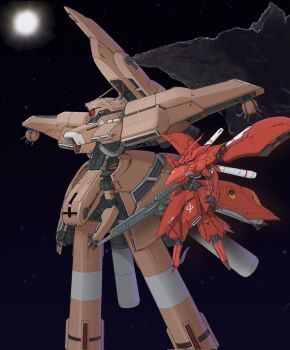 Rule 34 | alpha azieru, axis (gundam), beam rifle, char's counterattack, char's counterattack - beltorchika's children, commentary request, corrupted twitter file, energy gun, green eyes, gun, gundam, highres, holding, holding gun, holding weapon, mecha, mecha focus, mobile armor, mobile suit, neo5180, neo zeon, nightingale (gundam), no humans, one-eyed, purple eyes, robot, science fiction, space, star (sky), sun, thrusters, weapon