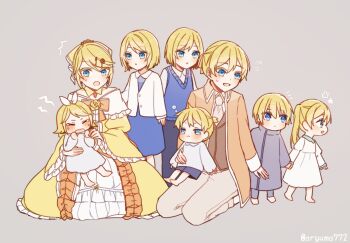 :&lt; :o ^^^ adam_moonlit aged_down aku_no_meshitsukai_(vocaloid) aku_no_musume_(vocaloid) allen_avadonia aryuma772 ascot barefoot barisol_no_kodomo_wa_hitorikko_(vocaloid) behemo_barisol black_flower black_rose blonde_hair blue_dress blue_eyes blue_pants blue_shorts blue_sweater blue_sweater_vest blush bow brother_and_sister brown_pants brown_vest cardigan carrying carrying_person child choker coat collared_dress collared_jacket collared_shirt colored_eyelashes crying dress dress_flower eve_moonlit evillious_nendaiki flower flying_sweatdrops frilled_dress frilled_sleeves frills gretel_(evillious_nendaiki) grey_background hair_bow hair_down hair_ornament hair_ribbon hairclip half-closed_eyes hansel_(evillious_nendaiki) high_ponytail highres holding_hands jacket juliet_sleeves kagamine_len kagamine_rin kneeling levia_barisol long_sleeves master_of_the_heavenly_yard_(vocaloid) medium_hair off-shoulder_dress off_shoulder okizari_tsukiyo_shou_(vocaloid) open_mouth orange_bow orange_coat orange_jacket pants petticoat pinafore_dress ponytail puffy_sleeves reincarnation ribbon riliane_lucifen_d&#039;autriche rose shirt short_hair short_ponytail shorts siblings sidelocks sitting sitting_on_lap sitting_on_person sleepy sleeveless sleeveless_dress sweatdrop sweater sweater_vest swept_bangs tantrum tearing_up tsurime twins twintails twitter_username updo vest vocaloid walking_away white_bow white_cardigan white_dress white_sweater wide_sleeves yellow_bow yellow_choker yellow_dress yellow_flower yellow_rose