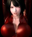 1girl 3d animated artist_request black_hair bouncing_breasts breasts brown_eyes character_request cleavage huge_breasts looking_at_viewer one_eye_closed open_mouth source_request tagme video video wince zipper