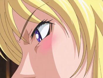 00s 2001 animated animated_gif anime_screenshot bible_black bible_black_night_of_the_walpulgiss blonde_hair blush hetero implied_fellatio minase_taki oral purple_eyes saeki_kaori tagme uncensored