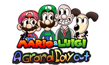 boredrabbit box_art crossover dog english_text facial_hair fake_box_art gromit highres luigi male_focus mario mario_&amp;_luigi_rpg mario_(series) mustache nintendo parody teeth wallace_(wallace_&amp;_gromit) wallace_&amp;_gromit