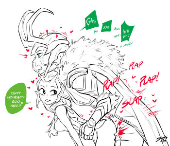 1boy 1girl alien antennae bent_over breasts cape character_name clothed_sex clothes_pull commentary commission doggystyle drooling english_commentary english_text fake_horns fur-trimmed_cape fur_trim green_eyes guardians_of_the_galaxy hands_on_another's_waist heart heart-shaped_pupils height_difference helmet hetero highres horned_helmet horns hypnosis loki_(marvel) long_hair mantis_(marvel) marvel marvel_rivals medium_breasts mind_control moaning motion_lines open_mouth pants pants_pull plap pointy_ears profile sex sex_from_behind signature sketch sound_effects speech_bubble speed_lines spoken_heart spot_color sweatdrop symbol-shaped_pupils sytokun thor_(marvel)_(series) trembling white_background wide-eyed