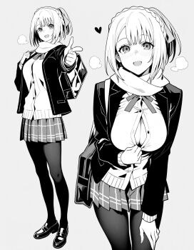 1girl breasts cleavage large_breasts nue_no_onmyouji open_mouth pantyhose skirt smile solo suo_kazusa