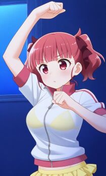 Rule 34 | 1girl, jacket, medium hair, night, red eyes, red hair, red jacket, twintails