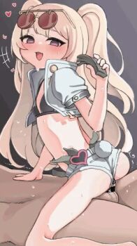 1boy 1girl age_difference animated animated_gif ass azur_lane bache_(azur_lane) bache_(gorgeous_speed-star)_(azur_lane) bar_censor blonde_hair censored clothed_sex dove_pixie flat_chest girl_on_top hetero loli money penis prostitution sex solo_focus thighs