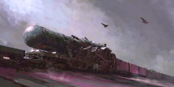 aircraft bomb day explosive highres lhlclllx97 no_humans original railroad_tracks science_fiction shadow shipping_container sunlight train war