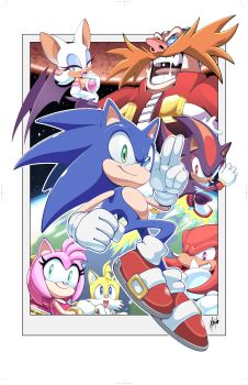 2girls 5boys absurdres adam_bryce_thomas amy_rose bald black_fur blue_eyes blue_fur body_fur dr._eggman facial_hair fox green_eyes hammer hedgehog highres holding holding_hammer knuckles_the_echidna male_focus multiple_boys multiple_girls mustache pink_fur purple_eyes red_eyes red_fur rouge_the_bat salute shadow_the_hedgehog sonic_(series) sonic_the_hedgehog tails_(sonic) two-finger_salute white_fur yellow_fur