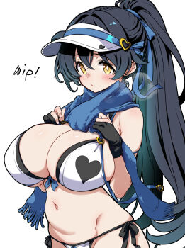 1girl breasts highres hirowa_nagi large_breasts original ponytail simple_background solo white_background yellow_eyes