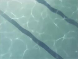 1girl animated ass black_hair code_lyoko ishiyama_yumi one-piece_swimsuit partially_submerged pool poolside short_hair sound submerged swimming swimsuit synchronized_swimming tagme video