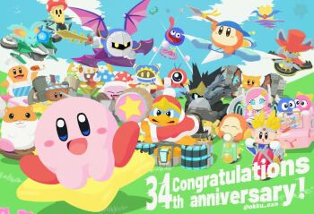 animal_ears animated anniversary apron armor bandana bandana_waddle_dee bat_wings battle_chariot_(kirby) black_hair blonde_hair blue_bandana blue_sky blush_stickers bulk_star bull_tank cappy_(kirby) chariot_(kirby) chef_hat chef_kawasaki commentary_request daroach dragoon_(kirby) elfilin exhaust_pipe formula_star galactic_nova galaxia_(sword) gloves gooey_(kirby) hammer hamster_ears hat holding holding_hammer holding_sword holding_weapon hop_star hydra_(kirby) jester_cap jet_star king_dedede kirby kirby_(series) kirby_air_ride kirby_air_riders kirby_and_the_forgotten_land knuckle_joe lalala_(kirby) leo_(kirby) lololo_(kirby) looking_at_viewer lor_starcutter magolor marx_(kirby) meta_knight mouse_ears nintendo noir_dedede notched_ear okku_oxn open_mouth outdoors paper_star pauldrons pink_hair pointy_ears polearm red_hat rex_wheelie rick_(kirby) rocket_star rocky_(kirby) scarfy shoulder_armor sky slick_star spear star-crossed_world star_(symbol) starman_(kirby) starry_(kirby) susie_(kirby) swerve_star sword tagme tank_star taranza tongue tongue_out transform_star turbo_star ugoira vampire_star video waddle_dee waddle_doo wagon_star weapon wheelie_(kirby) wheelie_scooter white_gloves white_hair wing_star wings zorah