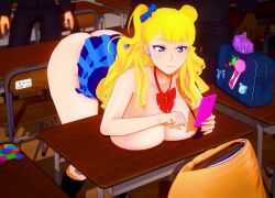 1girl 3d 6+boys animated ass audible_speech blonde_hair blue_eyes blush bow breast_press breasts casual_nudity casual_sex condom condom_on_penis cum cum_in_pussy curvy dark-skinned_male dark_skin ejaculation galko group_sex gyaru hanging_breasts huge_ass huge_breasts impregnation interracial koikatsu_(medium) large_breasts macstarva mixed_cum_impregnation multiple_boys nipples oshiete!_galko-chan panties penis phone pointless_condom pregnant prostitution school_uniform scrunchie skirt sound tagme talking_on_phone thatcombatwombat thick_thighs thighs topless_female underwear unwanted_creampie unwanted_impregnation unworn_panties video wide_hips