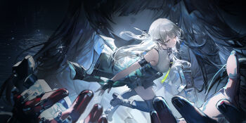 Rule 34 | 2girls, absurdres, black gloves, black socks, closed eyes, dalanxia, girls' frontline, girls' frontline 2: exilium, gloves, green eyes, highres, lainie (girls' frontline 2), leva (girls' frontline 2), light smile, long hair, multiple girls, official art, socks, ump40 (girls' frontline), ump45 (girls' frontline)