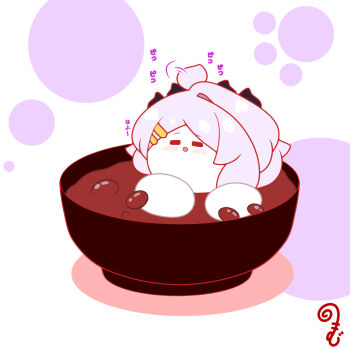 Rule 34 | :d, afterimage, ahoge, ahoge wag, blue archive, blush, bowl, chibi, closed eyes, colored shadow, commentary request, expressive hair, facing viewer, food, grey hair, hair ornament, hairclip, highres, hina (blue archive), horns, in food, kurukurumagical, long hair, mochi, open mouth, parted bangs, shadow, shiruko (food), single hair intake, smile, solo, translation request, very long hair, white background