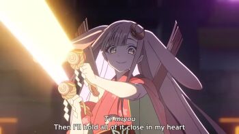 animated battle chou_kaguya-hime! dancing destruction dual_wielding holding kaguya_(chou_kaguya-hime!) long_hair music singing smile tagme video