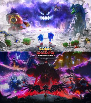 2204design 3d 6+boys aircraft aura biolizard black_doom blender_(medium) building city commentary demon_horns destruction devil_doom doom's_eye_(sonic) doom_wings english_commentary furry furry_male gears gloves glowing glowing_eyes hedgehog_boy highres horns logo male_focus mecha mechanical_arms mephiles_the_dark metal_overlord metal_sonic monster motor_vehicle multiple_boys non-humanoid_robot purple_eyes red_eyes red_shoes road_sign robot rubble ruins scenery shadow_the_hedgehog sharp_teeth shoes sign smoke socks sonic_(series) sonic_generations sonic_the_hedgehog sonic_x_shadow_generations teeth third_eye white_gloves white_shoes white_socks wings yellow_eyes