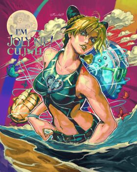 Rule 34 | 1girl, birthmark, black hair, braid, bug, bun with braided base, butterfly, commentary, cone hair bun, double bun, green hair, green lips, hair bun, highres, insect, joestar birthmark, jojo no kimyou na bouken, kornart, kuujou jolyne, lipstick, makeup, midriff, multicolored hair, stand (jojo), stone free, stone ocean, string, two-tone hair