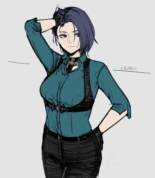 1girl breasts fire_emblem fire_emblem:_three_houses large_breasts lynarc nintendo purple_eyes purple_hair shamir_nevrand solo