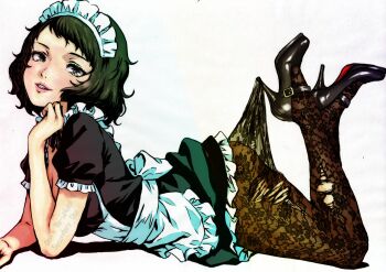 1girl absurdres ass black_shoes brown_eyes brown_hair hat highres hooked_on_heel kawakami_sadayo lace_pantyhose_hooked_on_heel_(meme) looking_at_viewer meme nurse nurse_cap oeilvert_fft pantyhose persona persona_5 shoes torn_clothes torn_pantyhose