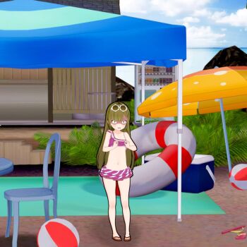 1boy 1girl 3d angry animated bags_under_eyes ball beach_umbrella beachball bikini blank_stare blunt_bangs blurry blurry_background blush bottomless brown_eyes brown_hair cellphone cleft_of_venus clenched_hands clenched_teeth closed_mouth constricted_pupils cowboy_shot empty_eyes expressionless eyewear_on_head finger_in_another's_mouth finger_sucking fingering flat_chest flip-flops groin head_out_of_frame hetero holding holding_another's_arm holding_phone innertube loli long_hair looking_at_viewer navel no_pupils noizunai open_mouth original outdoors phone pink_bikini pool poolside pov pov_hands purple_bikini purple_eyes pussy pussy_juice sandals sanpaku shaded_face single_strap smartphone solo_focus standing stomach sunglasses swim_ring swimsuit teeth thighs tongue tongue_out umbrella upper_body vaginal very_long_hair video w water white-framed_eyewear
