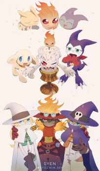 belt blue_eyes candle candmon digimon dog evolution flawizarmon hat highres imp impmon nyaromon petimeramon plotmon red_eyes skull sorcerimon wizard wizard_hat wizarmon yarmon