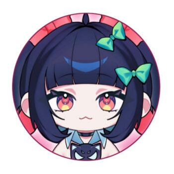 1girl angels_of_delusion black_hair blunt_bangs bow bubuchi collar commentary english_commentary green_bow hair_bow nangong_yu orange_eyes portrait smile zenless_zone_zero
