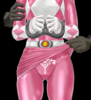 1girl bodysuit breasts dino_buckler gloves glowing glowing_tattoo kyouryuu_sentai_zyuranger pantyhose pink_bodysuit power_rangers ptera_ranger pubic_tattoo simple_background skirt super_sentai tattoo tokusatsu