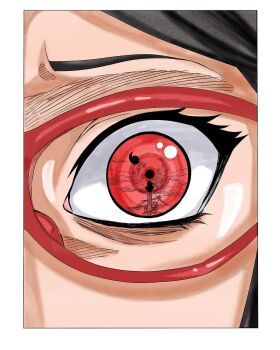 1girl black_hair boruto:_naruto_next_generations brentonsart close-up commentary english_commentary eye_focus eye_reflection glasses hatching_(texture) highres naruto_(series) red-framed_eyewear red_eyes reflection solo uchiha_sarada