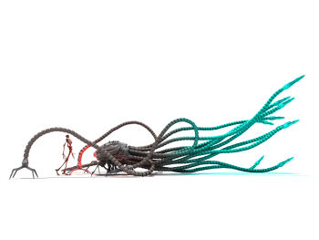 3d deino_(deino3330) giant highres machine no_humans non-humanoid_robot robot sentinel sentinel_(the_matrix) simple_background skeleton skill tentacles the_matrix white_background