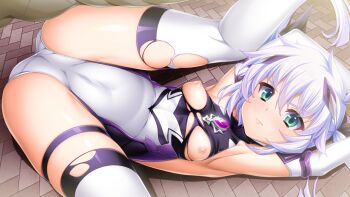 1girl armpits arms_up ass blush breasts cameltoe chest_jewel closed_mouth covered_navel crack crotch defeat elbow_gloves exs-tia_luna folded from_above game_cg gem gloves green_eyes hair_between_eyes hair_ornament headgear imminent_rape kamitsurugi_ouka kneepits kouyoku_senki_exs-tia_concert large_variant_set legs_up leotard long_hair looking_at_viewer lying magical_girl nipples no_pants non-web_source official_art on_back on_floor on_ground outdoors scowl shiny_clothes shiny_skin skin_tight skindentation small_breasts solo spread_legs stone_floor sugahara_touka thigh_strap thighhighs thighs torn_clothes torn_gloves torn_leotard torn_thighhighs twintails v-shaped_eyebrows variant_set very_long_hair white_gloves white_hair white_thighhighs